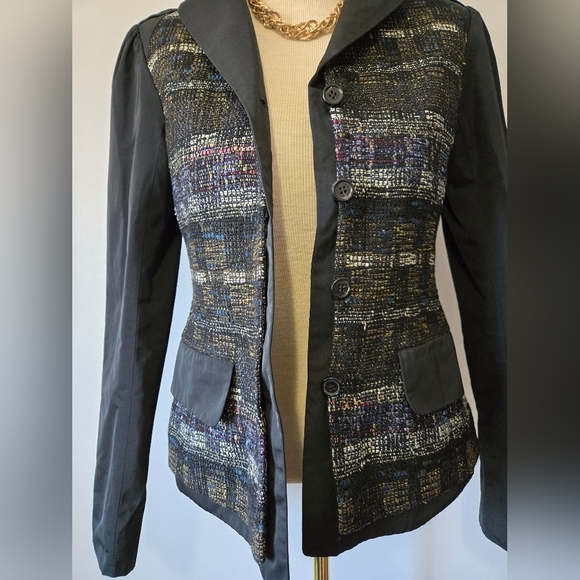 LIDA BADAY Designer Wool Tweed And Silk Jacket/ Blazer. Multicolour Knit. Size 2 - Picture 9 of 16